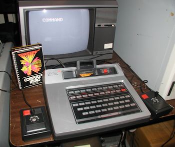 The Magnavox Odyssey2 computer video console running Computer Intro! cart
